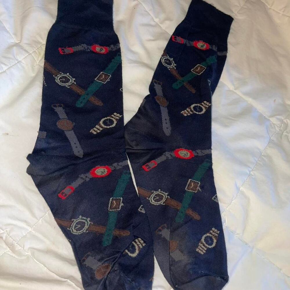Navy and Multi Colored Watch Socks - Men's Adult